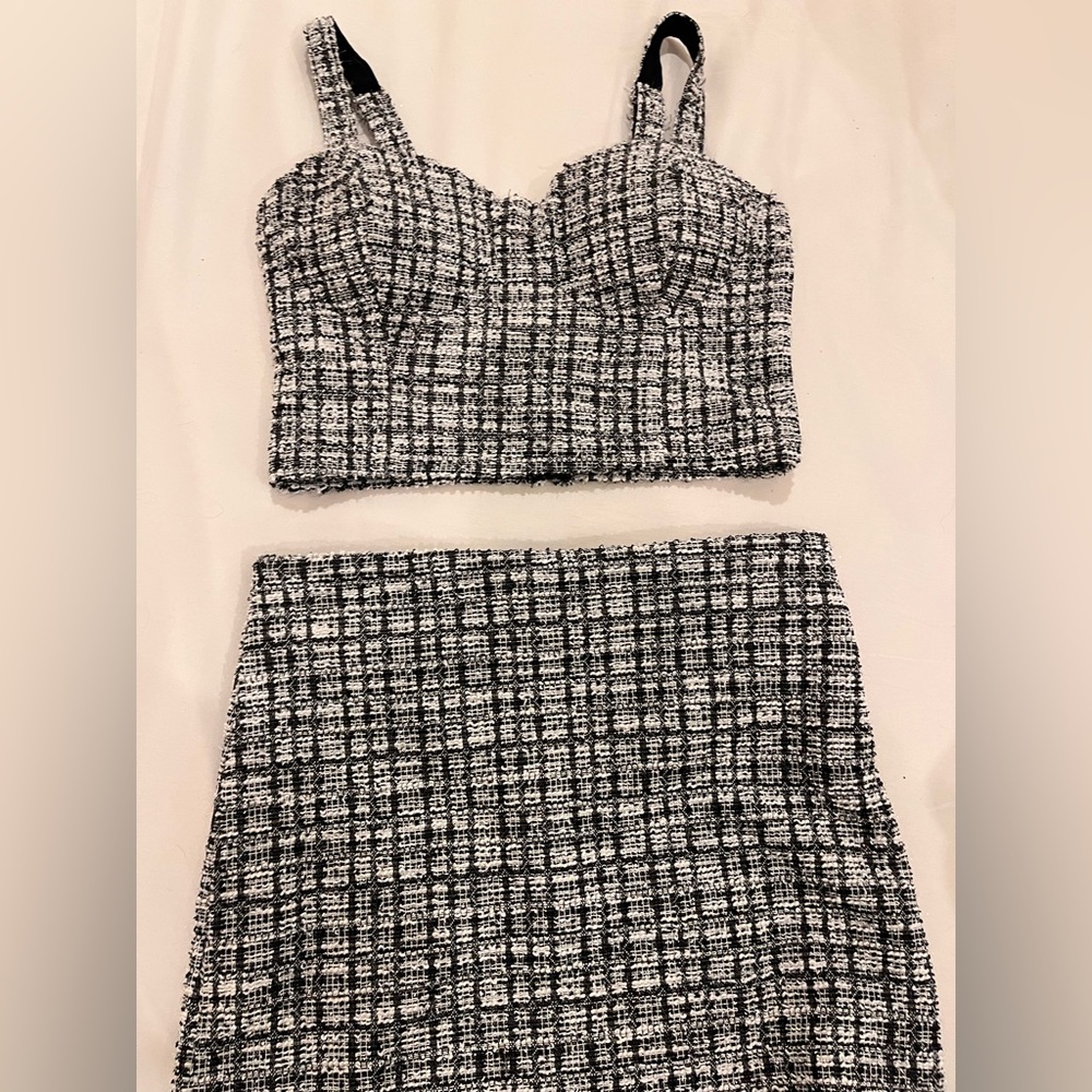 Steve Madden Black and White Mini A-Line Skirt Set